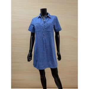 Old Navy Chambray Shirt‎ Dress 100% Cotton Blue Denim Size Small